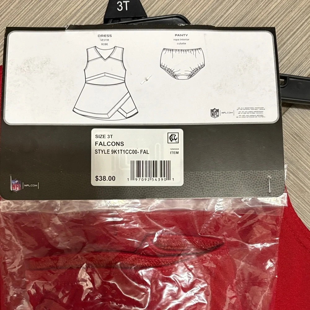 NFL Falcons Kids Cheerleader Dress - Red, Black, and White
